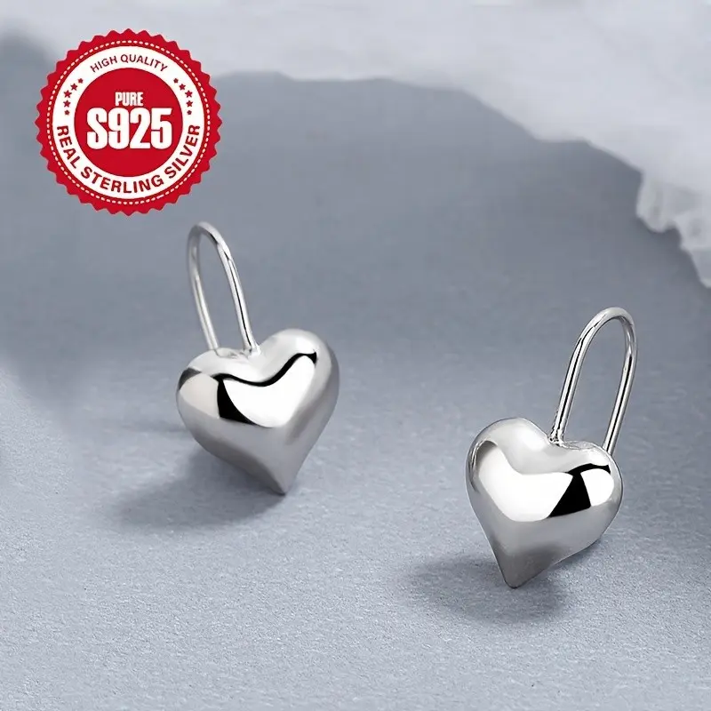 925 Sterling Silver Heart Shaped Stud Earrings - Hypoallergenic, Elegant, Vintage Style Jewelry for Women - Perfect for Valentines Day, Music Festival, Wedding, Luxury, Vacation, And Everyday Wear