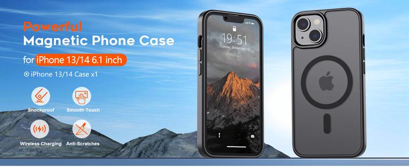 Magnetic for iPhone 17/16/15/14/13/12/11 series Case  (Compatible with MagSafe)(10 FT Military Grade Drop Protection) Slim Translucent Matte Shockproof Phone Cover