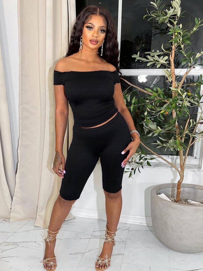 Two-piece Set Women's Leopard Print Off Shoulder Top & Capri Pants, Fashion Casual Chic Top & Capri Trousers for Daily Outdoor Wear, Ladies Clothes