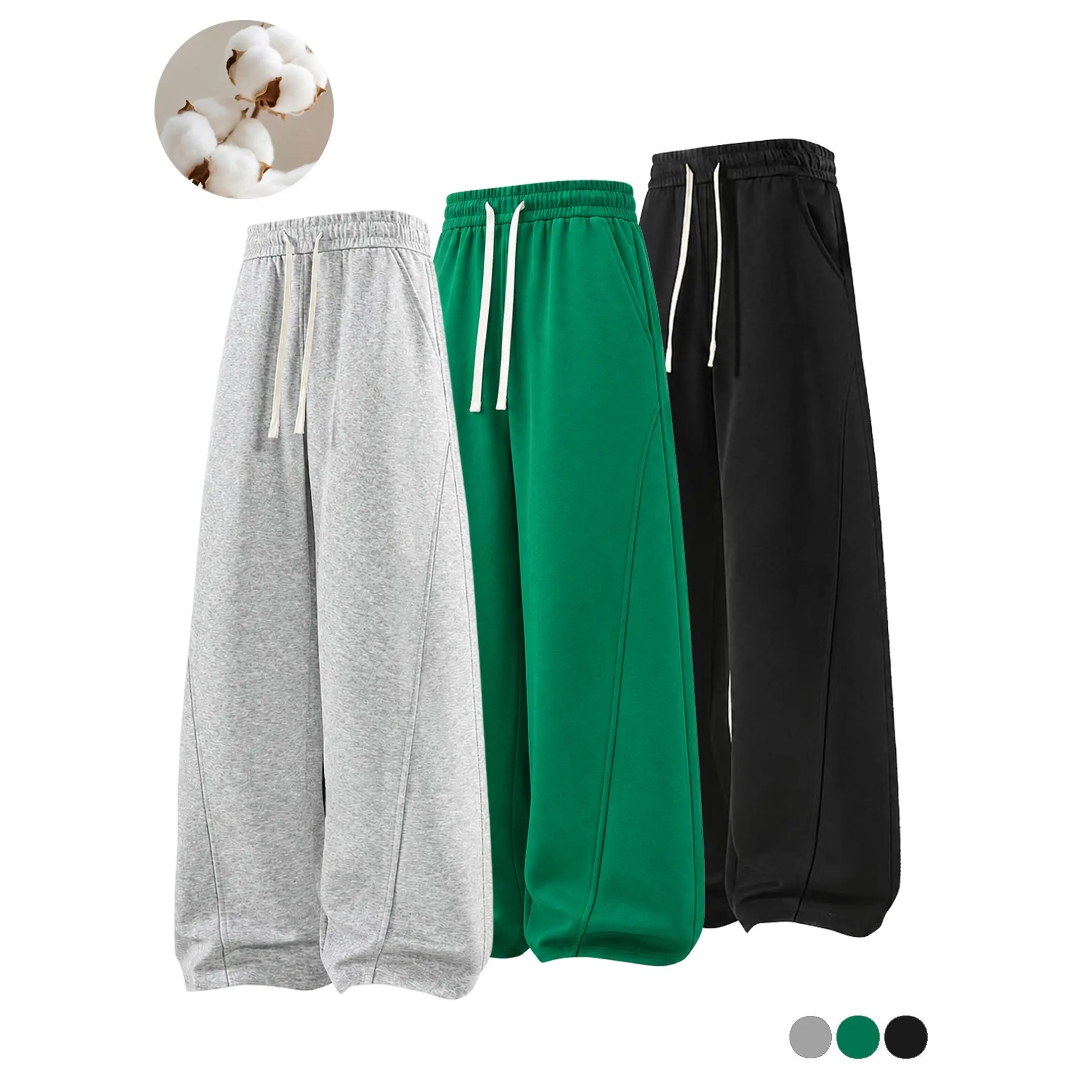 [52% cotton] Men's cotton sports pants with loose drawstring waist, casual loose pants for daily wear, fashionable men's loose fit, casual jogging, street wear, sportswear, hip-hop style, comfortable spring and autumn fashion, men's essential clothing,
