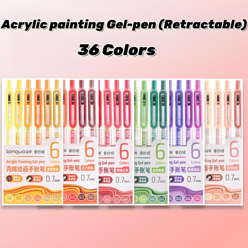 Acrylic Painting Gel Pen,Retractable 0.7mm Tip,Rich Color Large Capacity Ink Pens,Art Supplies For Diary,Card,DIY,Coloring, Doodling, Stackable colors, Clip Acrylic Gel Pen, Acrylic Paint Markers