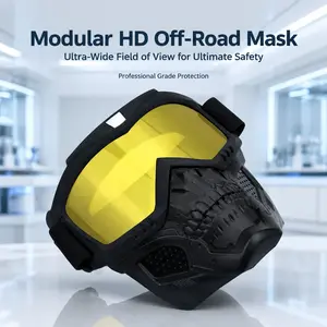 Skull Full Face Protective Mask with Anti-Fog Goggles, Detachable Motorbike Helmet Face Shield, Windproof Tactical Mask for Outdoor Sports,HalloweenCosplay, SkiGoggles ,PaintballMask