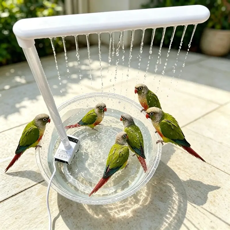 Automatic Bird Bath Kit for Cage, USB Powered Water Pump with Dual Nozzles, Ideal for Parrots and Pet Birds, Bird Care Supplies Bird bath fountain (sold without basin)