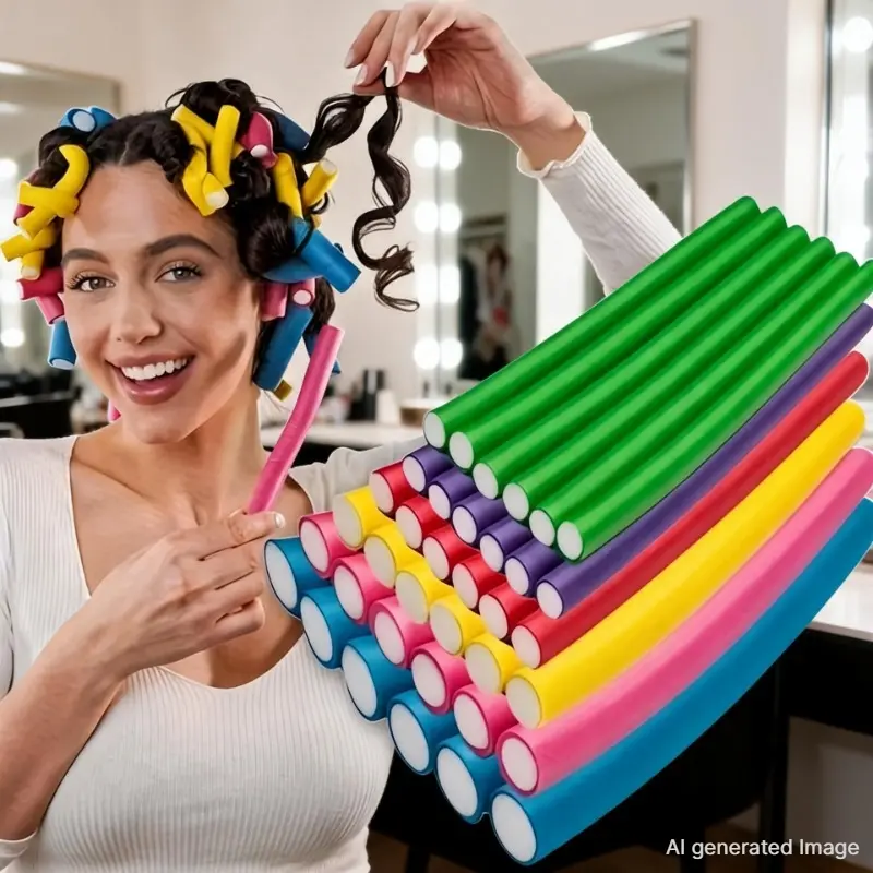 Heatless Bendable Hair Curling Rods Pack of 20 Random Colors, Soft Foam Flexible Hair Rollers, No Damage DIY Hair Curler for Overnight Waves, Portable Styling Tools for Long Hair, Ideal Beauty Gift for Ladies Daily Hairstyle Making