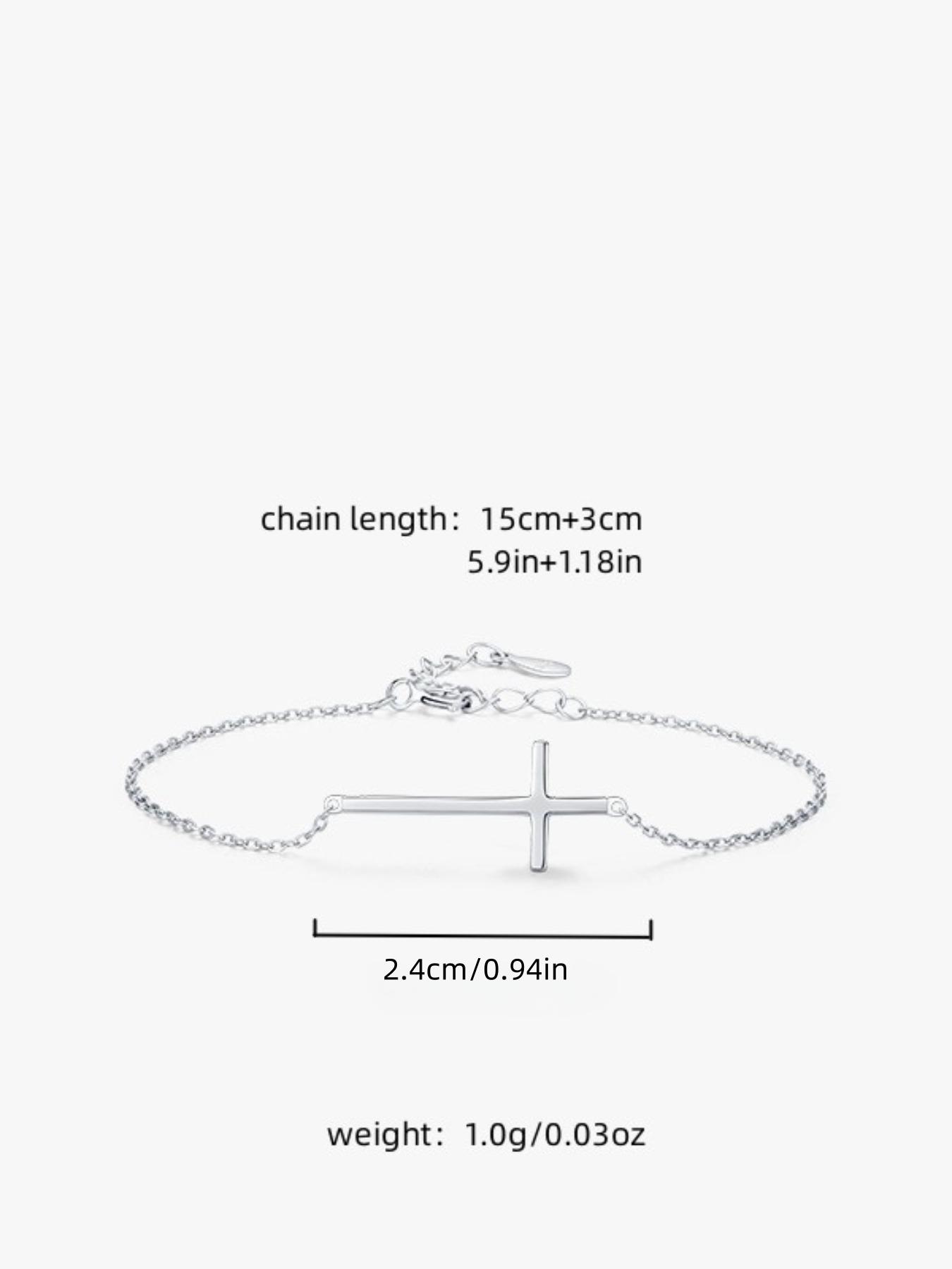 925 Sterling Silver Simple Cross Decor Bracelet, Fashionable Jewelry for Women & Girls, Trendy All-match & Exquisite Jewelry for Birthday Gift