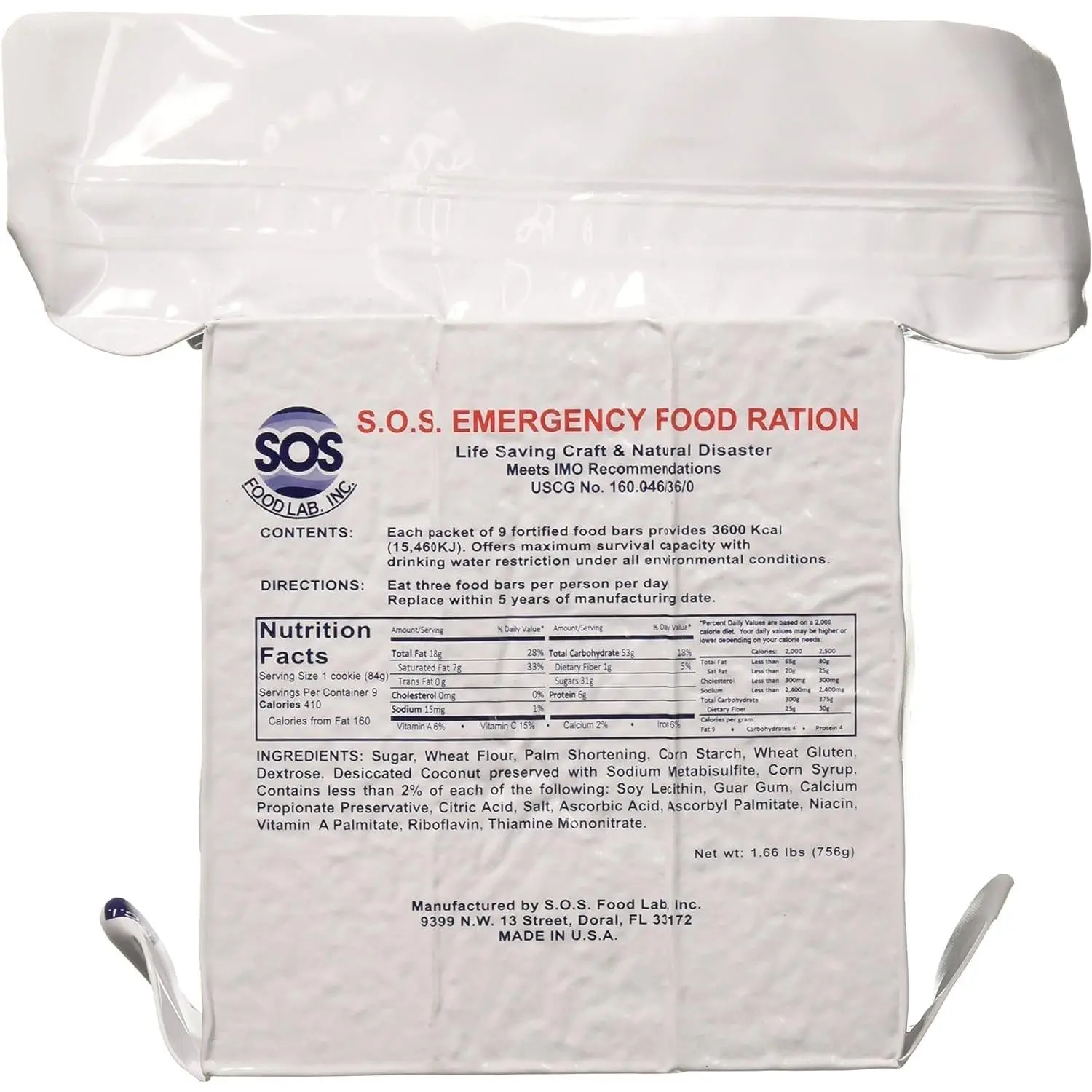S.O.S. Rations Emergency 3600 Calorie Food Bar (Cinnamon + Coconut, 2 Pack)
