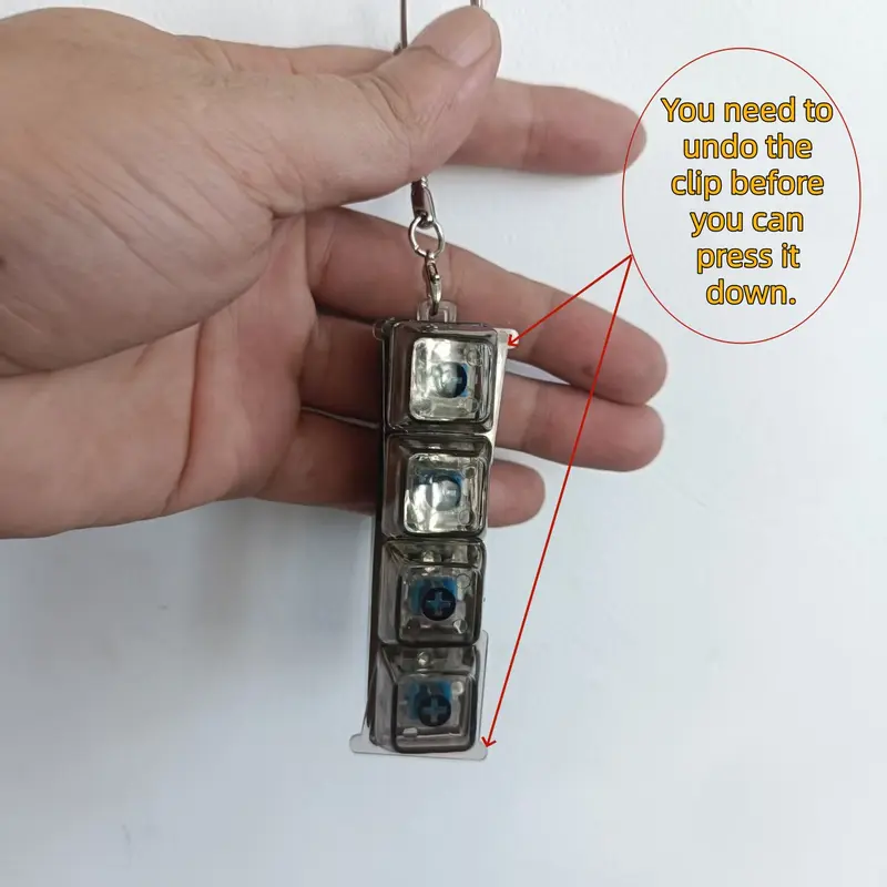 Glowing Keyboard Stress Relief Keychain, Four-in-One Pressure-Release Button with Transparent Design, Multi Function Keychain, Fidget Keychain, Fidget Keyring, Multifunctional Keychain, Smart Gift for Relaxation