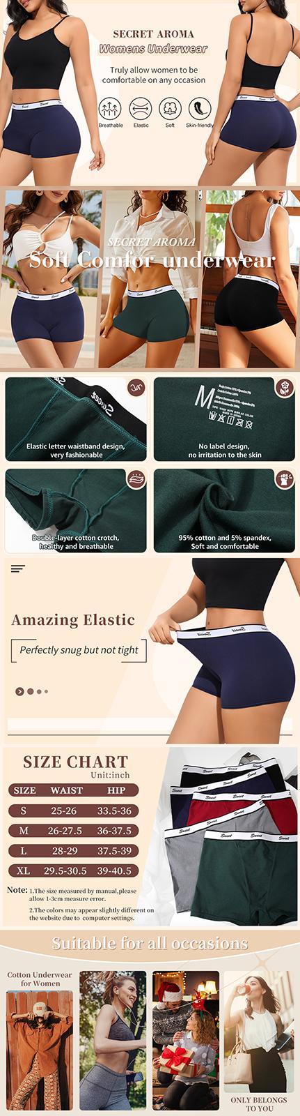 LEVAO Cotton Underwear for Women Low Waist Boyshorts Sports Elastic  Full Coverage Boxer Brief Shorts 5Pack S-XL