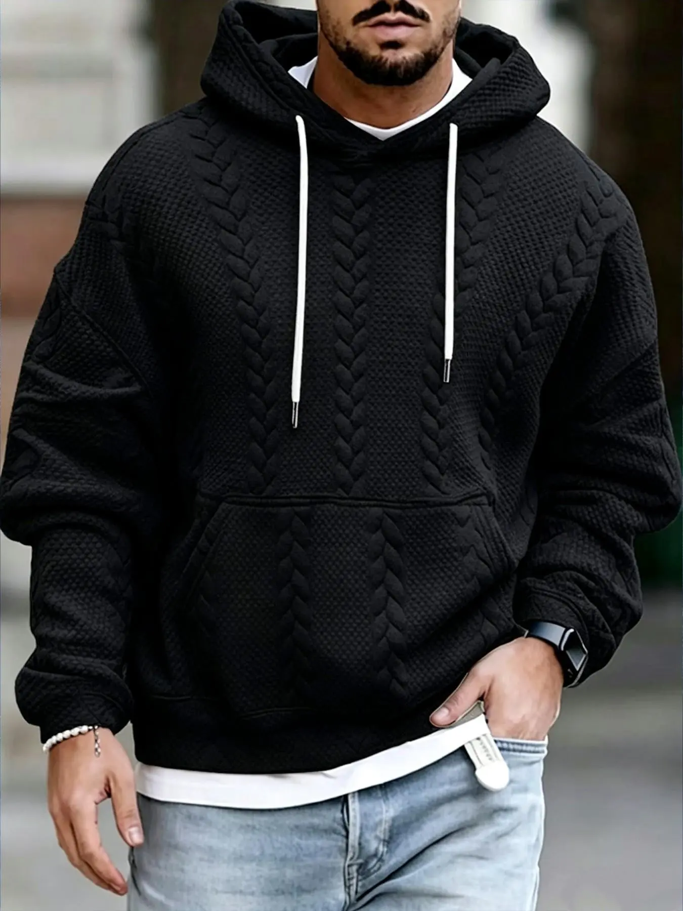 Men's Casual Hooded Long Sleeve Sweatshirt, Comfortable and Stylish Pullover, Ideal for Fall and Winter, Daily Wear Essential