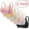 6-Pack/3-Pack Luxury Front Closure Underwear Wire-Free Sports Bra with Push-Up Support Lingerie Thin Cotton Fixed Cups Breathable Adjustable Comfort Fit Mom Tank Style Women's Innerwear for Daily Wear and Active Lifestyle
