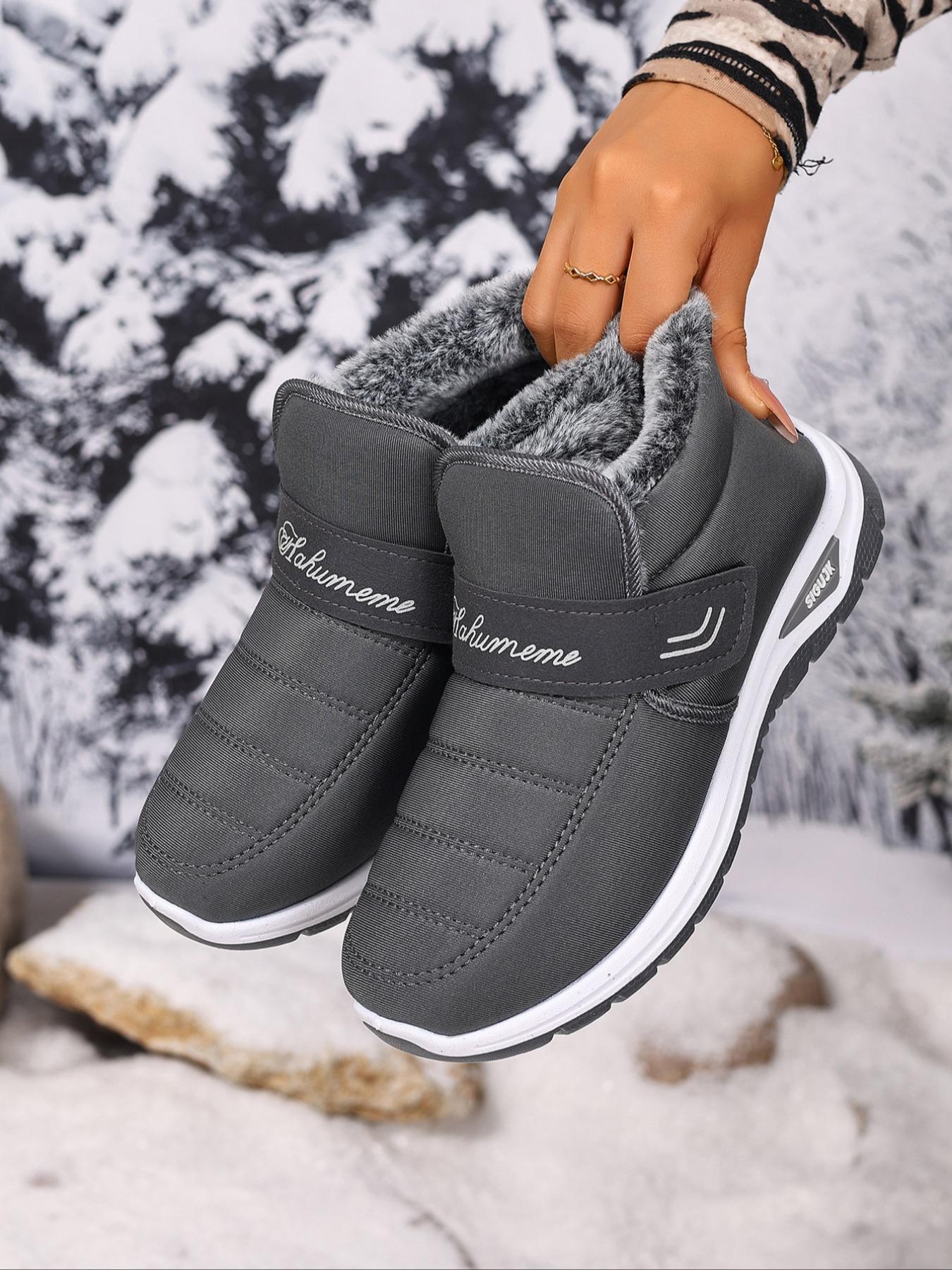 Women's Winter Snow Boots, Casual Warm Boots, Arctic Warmth Anti-Slip Thick PVC Sole, Fleece Lined Slip-On Outdoor Hiking Shoes, Round Toe Design