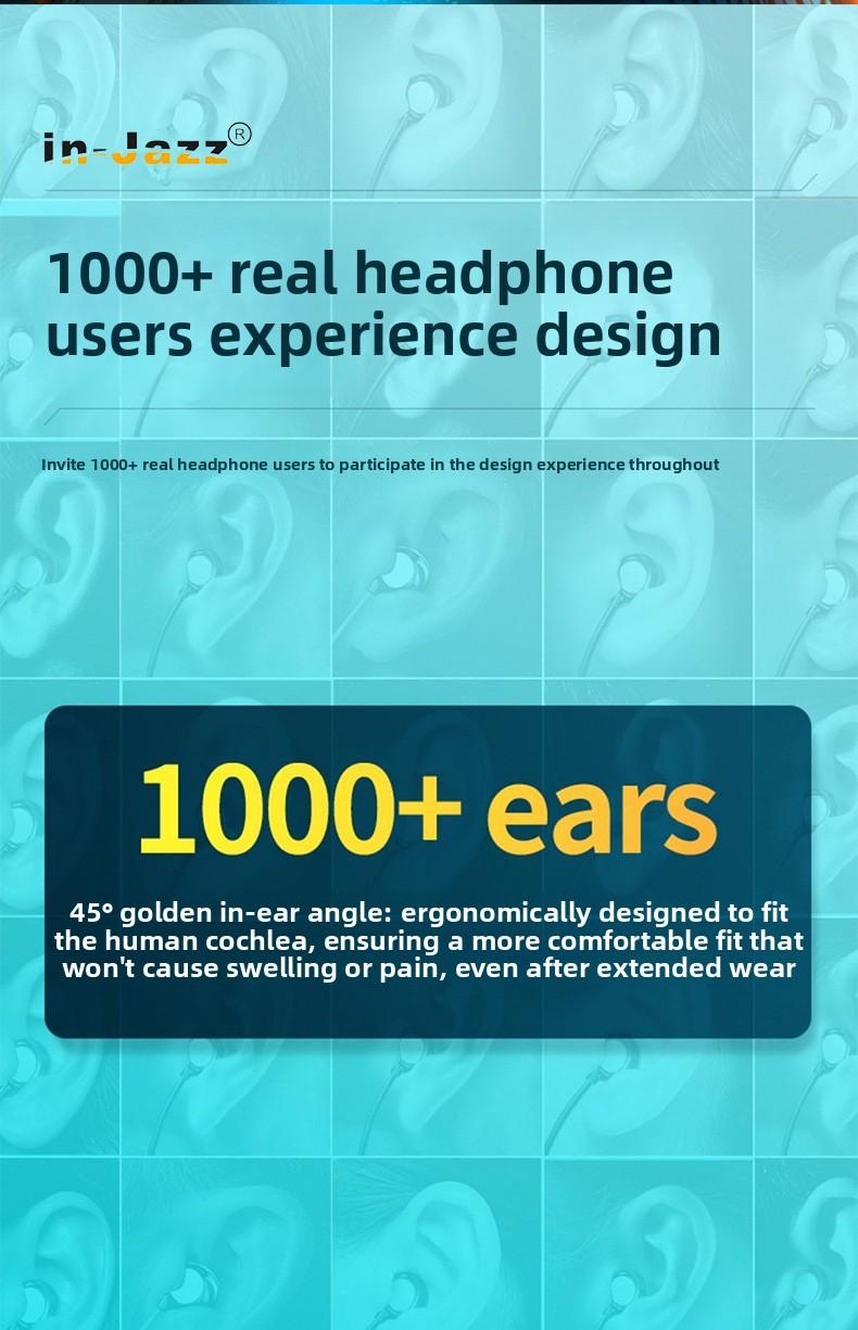 In-ear wired ceramic headphones, angled in-ear sleep headphones, high-quality sound with microphone and in-line controls