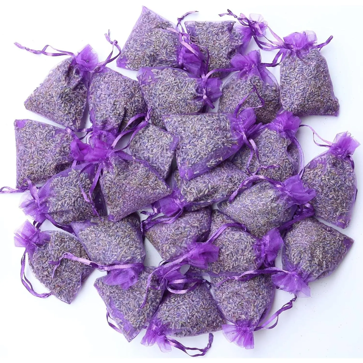 100% Pure Natural Sun Dried Lavender Sachets for Drawers Closets Wardrobes, 24 Packs Home Fragrance Fresh Air Bags