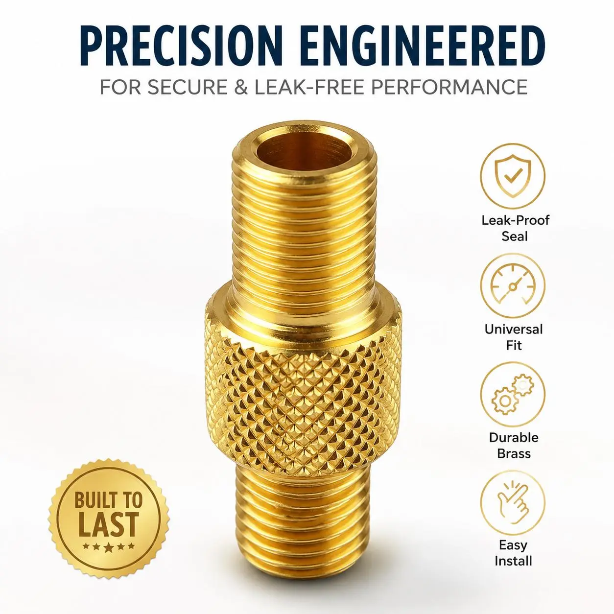 Aluminum Bicycle Valve Adapter for Converting French Valves to American Standard Schrader Valves – Durable Copper-Plated Brass Fitting Compatible with Road and Hybrid Bike Inner Tubes