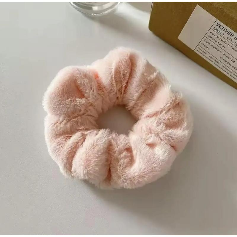 Furry Hair Scrunchies Fluffy Bobbles Elastic Ponytail Holder Soft for Women Girls 10 Random Colors Free Gift Versatile Hair Accessories.