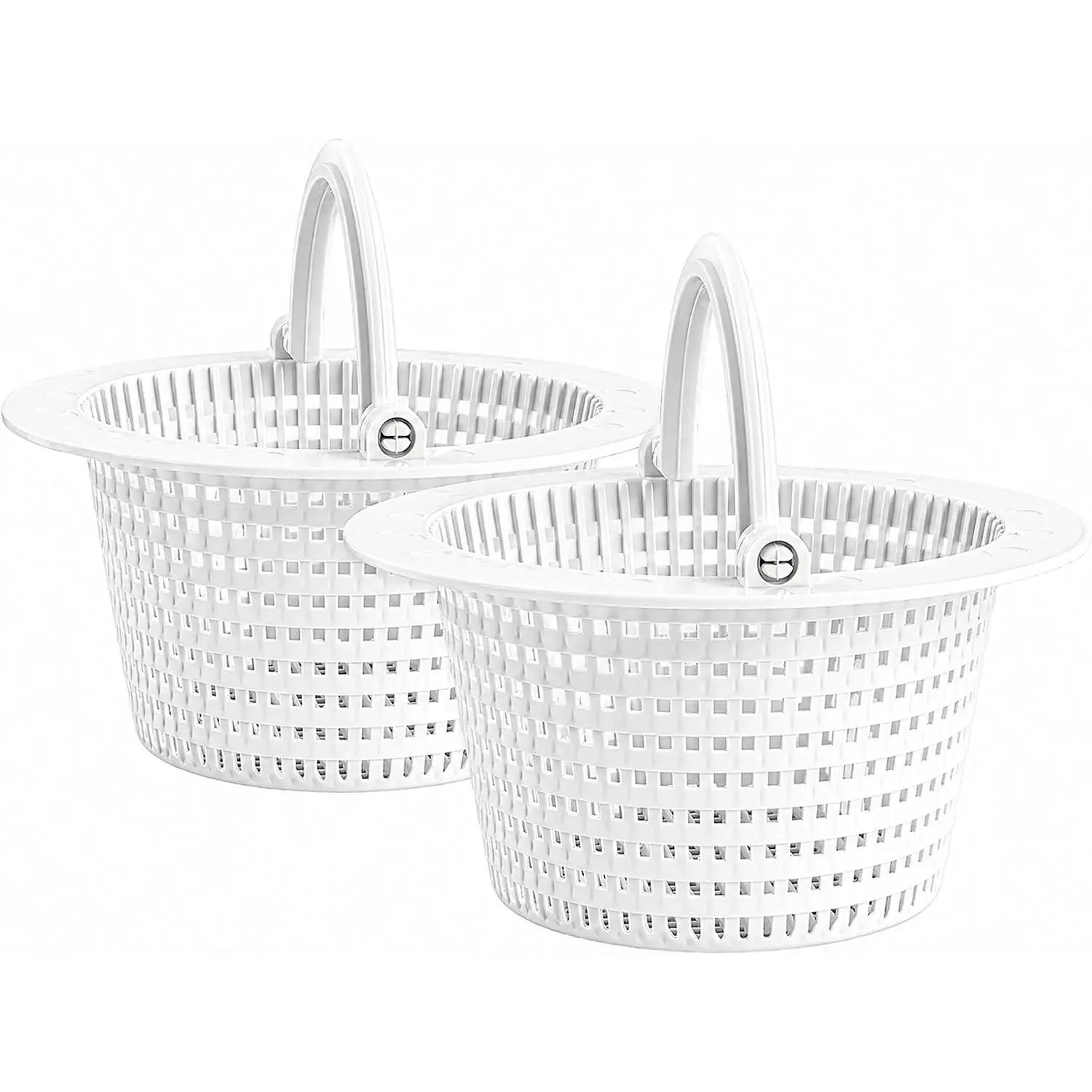 Above Ground Pool Skimmer Basket Replacement 2 Pack - Through-Wall Strainer - Pivot Handle - 6.45" Top Width - Pool Filtration Strainer