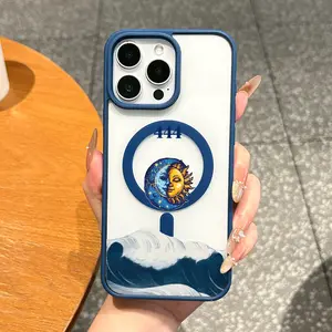 Premium Magnetic Case for iPhone11/12/13/14/15/16/17/promax 444 Angel Number Sun Moon Wave Art MagSafe Ready,Anti-Fall,Ultra-Thin Design|Perfect for Everyday Use