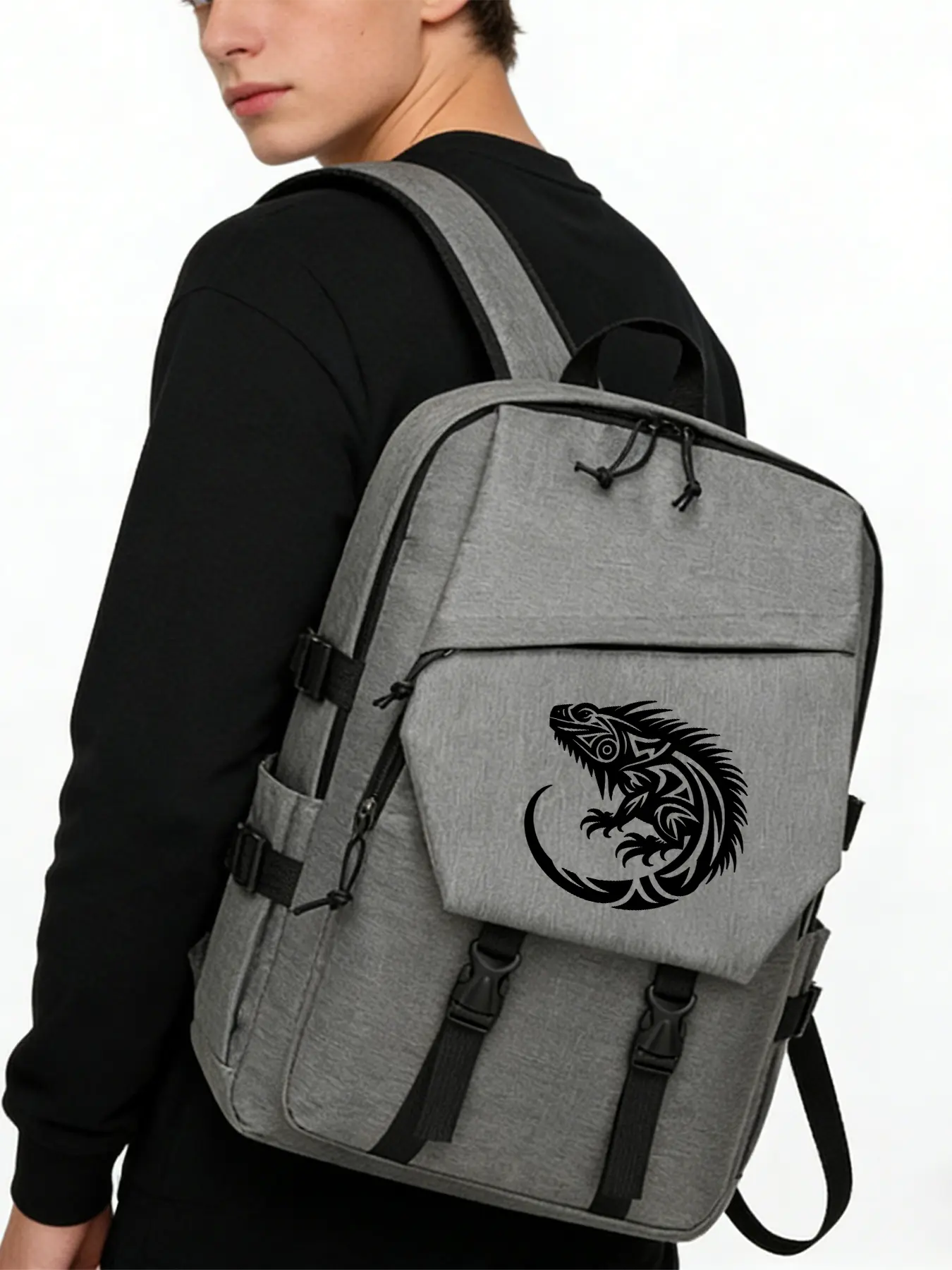Lizard Pattern Fashion Backpacks, Casual Rucksacks and Travel Backpacks with Adjustable Shoulder Straps, Separate Compartments and Side Pockets. Suitable for Study or Daily Commuting, An Ideal Gift.