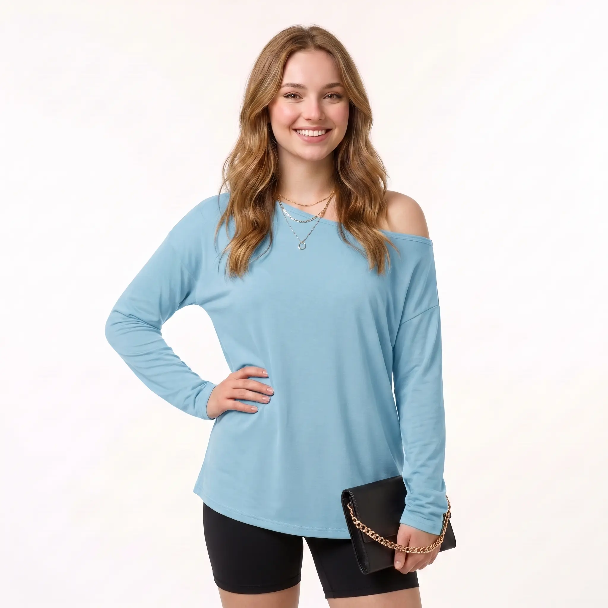 Women Off Shoulder Sweatshirt Long Sleeve Oversized Slouchy Knit Pullover Tops Sexy One Shoulder Wide Neck Loose Fit Casual Y2K T-Shirt Fall Loungewear