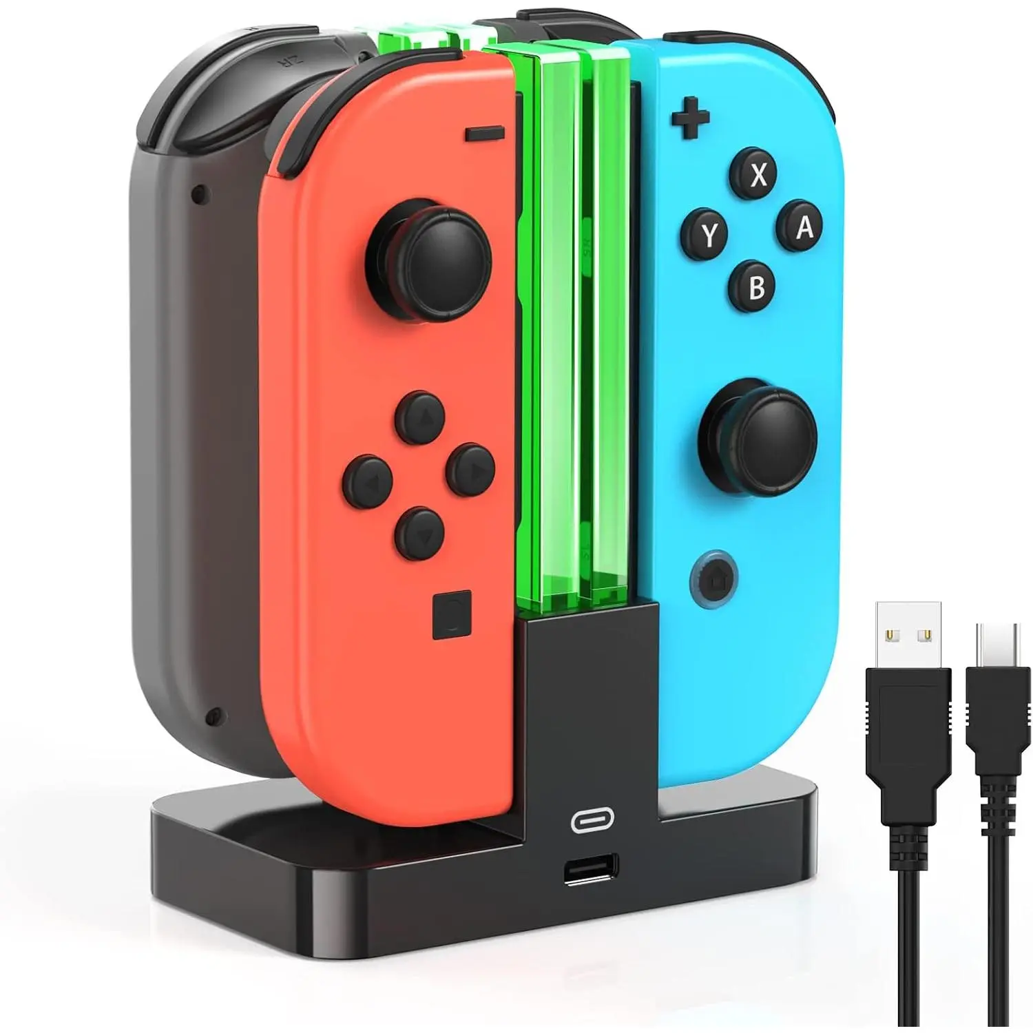 Controller Charger Dock Station for Joy Cons & USB C   | 4 in 1  Controller Charger, Dock Station for Joy Cons Accessories Kits,  Station for  Controller