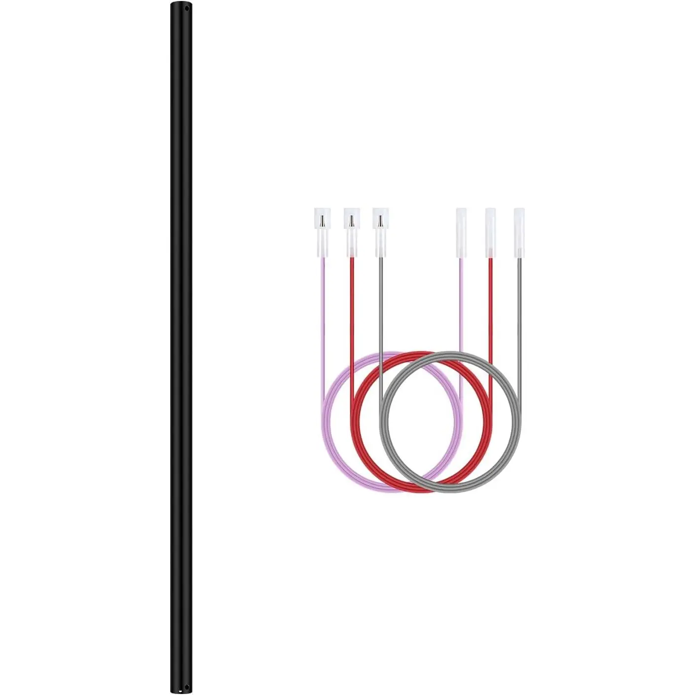 48-Inch Ceiling Fan Extension Rod with Wires, Black Unthreaded Extension Pole for Ceiling Fans, Includes Wires, Unthreaded Pole, Long Downrod