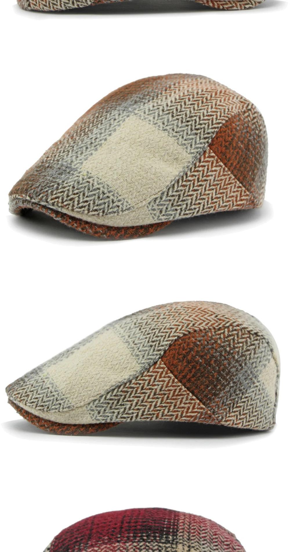 HT4238 Berets New Plaid Artist Painter Beret Hat Male Female Spring Autumn   Flat Caps for Men Women Retro Beret Caps