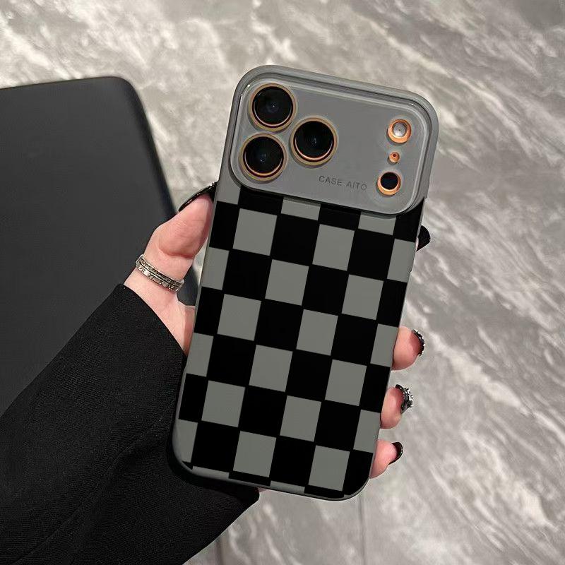 Dopamine Colored Checkerboard Pattern Ins Style Phone Case Ultra Skin Friendly Touch All Inclusive Lens Compatible with iPhone 17 16 15 14 13 12