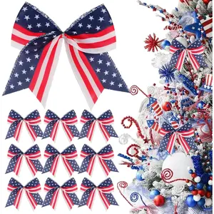 12 Pcs Patriotic Tree Bows Decorations,6 Inch 4th of July Ornaments for Tree Front Door Independence Day Memorial Day Veteran's Day Outdoor Red Blue White Decorfidget toys