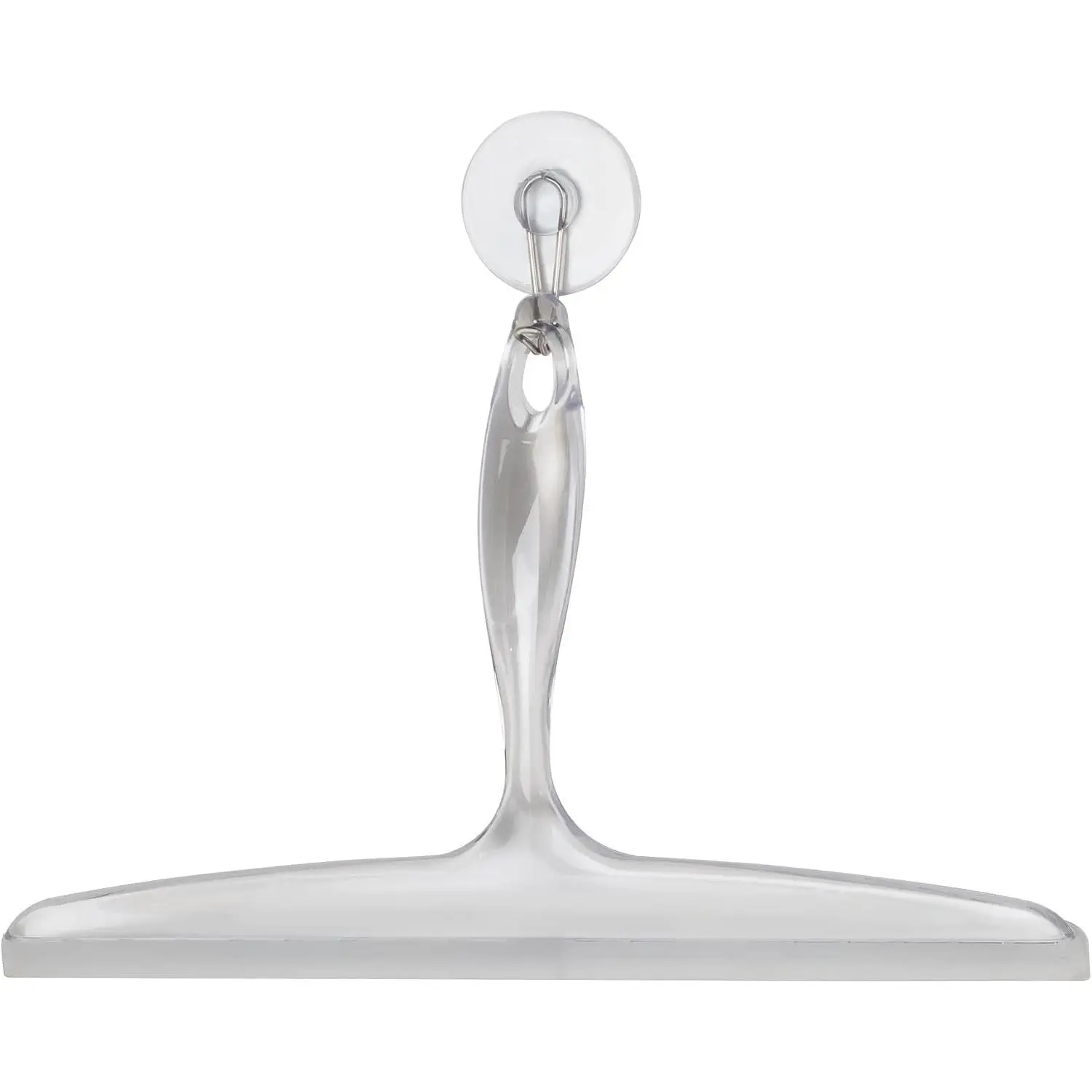 Plastic Bath Squeegee for Glass with Suction Hook Holder – 12", Clear