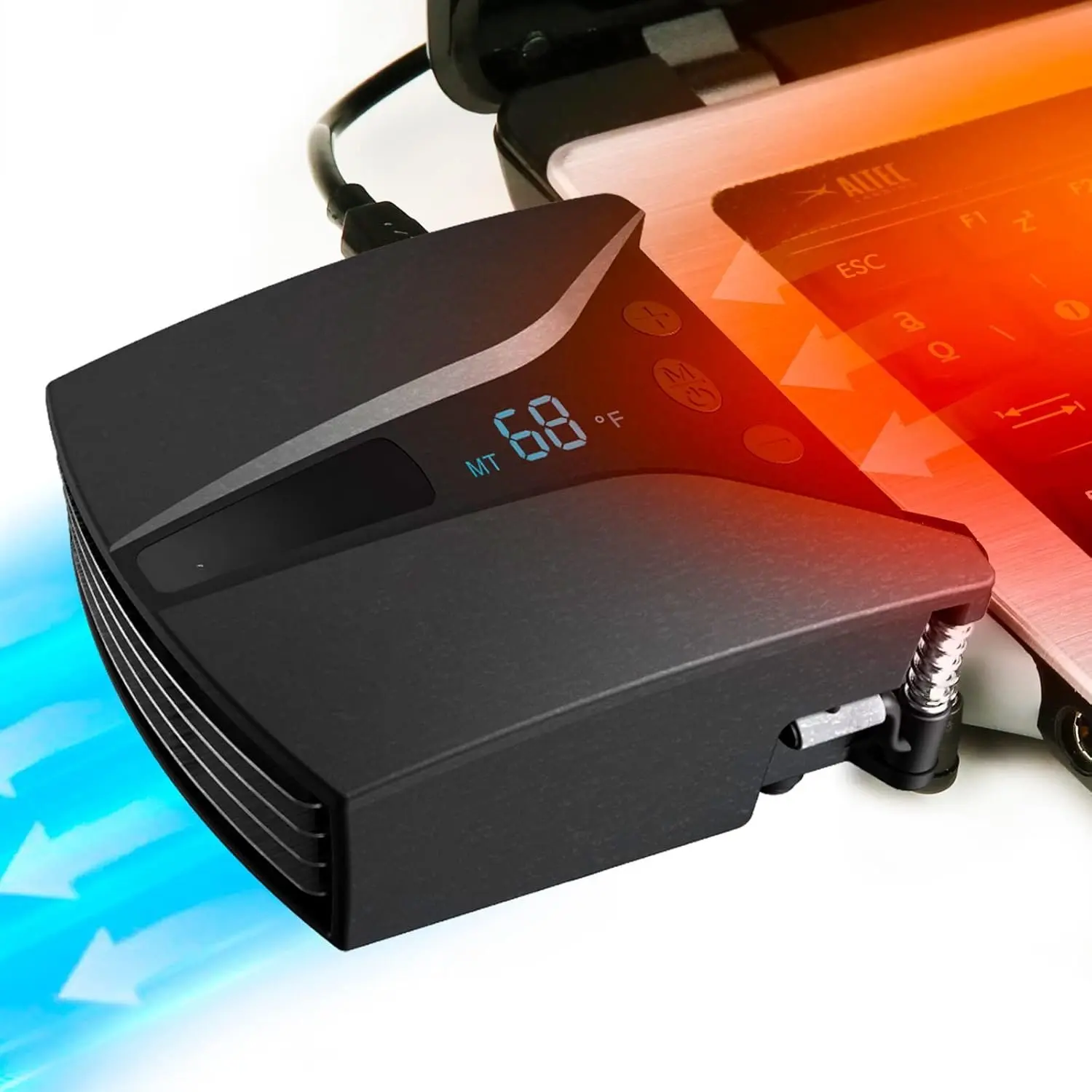 Tempest Laptop Cooler with Vacuum Fan -  - Gaming Laptop Fan with Display - Temperature Detection + Automatic/Manual Mode - 4000 RPM - Portable - Compatible with Laptop Cooling Pads