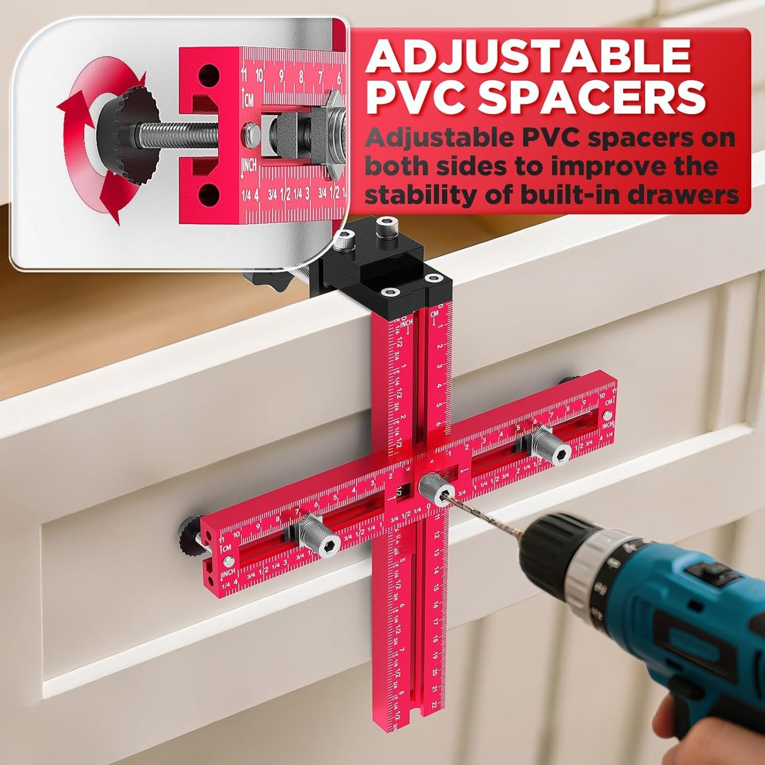 Cabinet Hardware Jig - Adjustable Drill Guide Template for Knobs & Handles Precision Hole Locator for DIY Cabinet Installation Fits 2.5" to 7.5" Spacing