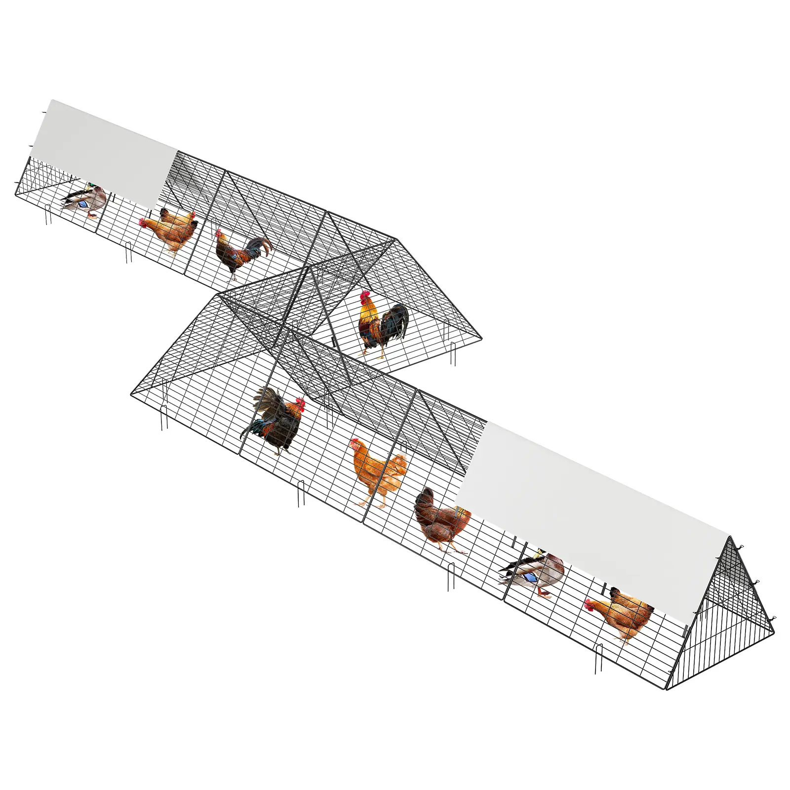 Large Metal Chicken Tunnel, Portable Chicken Run Coop with Waterproof & Anti-UV Cover, Outdoor Predator Protection Poultry House for Yard Backyard Farm, Hens Ducks Rabbits