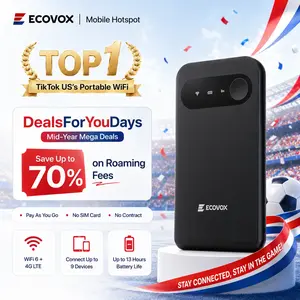 [Deals For You Days]ECOVOX Wireless WiFi Hotspot, 4G LTE Pay-as-You-Go Portable Internet Device, No SIM Card/Contract, Auto Network Switching, 1-Port Single-Band, 9 Connectable Devices, Free 1GB Local Data for Campers 4glte router Mobile