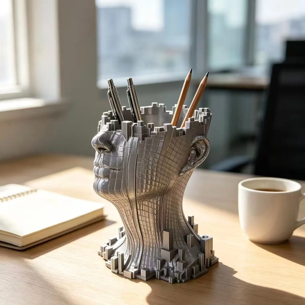 High-Profile Desk Pen Holder, Office Student Dorm Room Organizer, Creative 3D Printed Artwork, Eco-Friendly Pla Material, Unique Desktop Decor, Halloween Home Office Accessory, Perfect Gift Choice