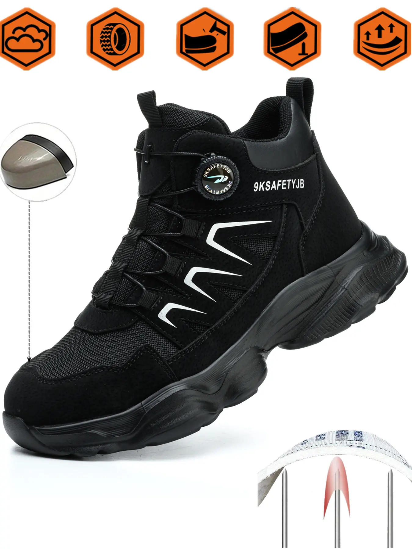 Men's and Women's Steel Toe Shoes, Anti-Compression Kevlar, Striped Design, Casual Style, Ideal for Workshop, Garden, Construction, Warehouse