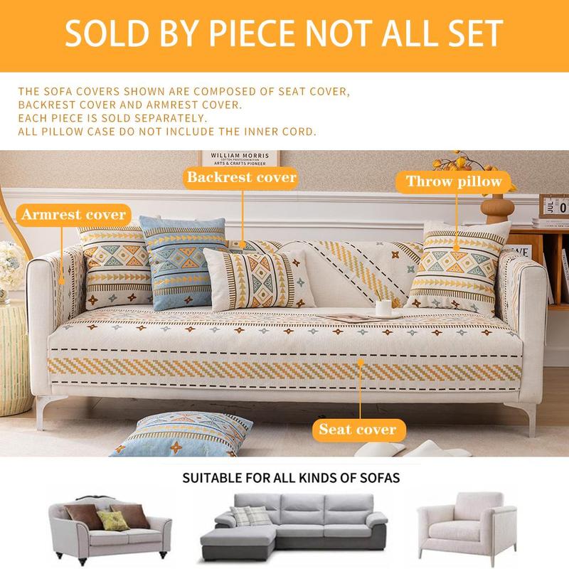 Boho Style Sofa Cover, Washable Sofa Slipcover, 1 Count Non-slip Sofa Towel/Pillowcase without Filler, Reusable Washable Sofa Protector for Home Living Room #TOP PICKS
