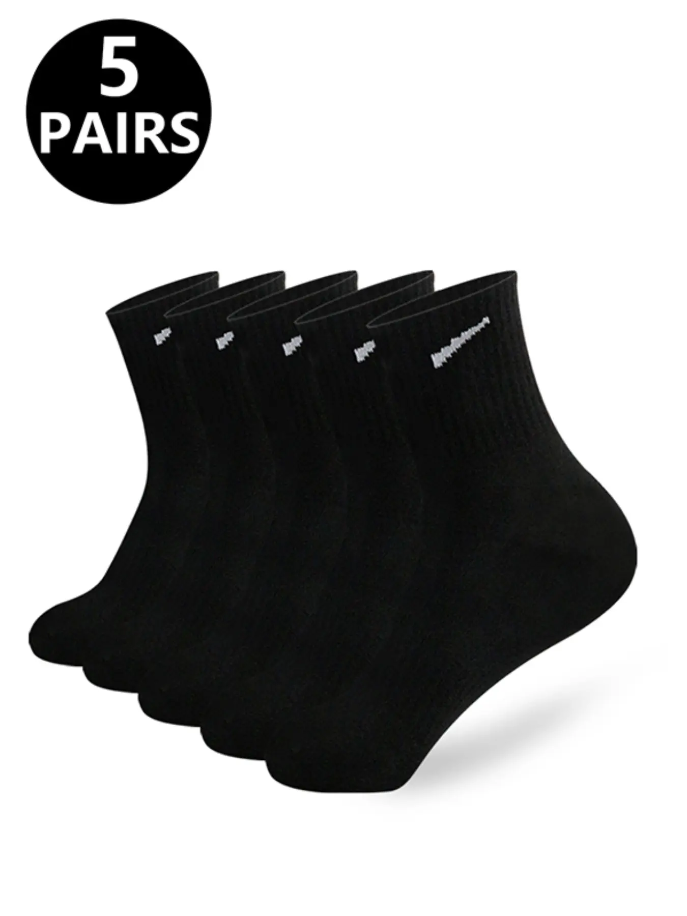 10/12 New Cool Men's Black and White Set Spring and Autumn Winter Solid Color Sports Socks Straight Socks