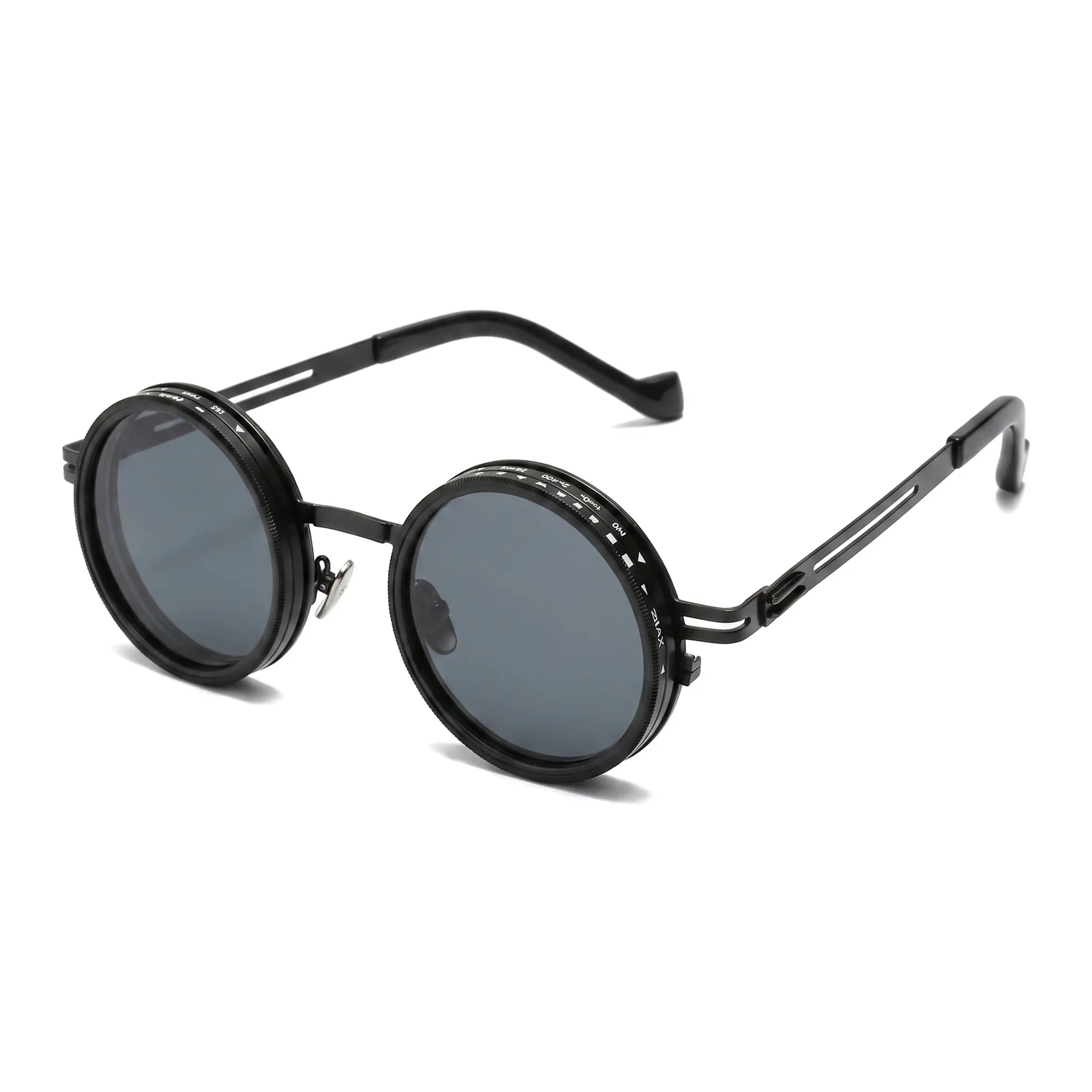 Steampunk Round Sunglasses with Rotating 9-Level Dimmer, Unisex Vintage Literary Retro TR+Metal Frame, UV400 Protection for Outdoor Sports, Round Frame