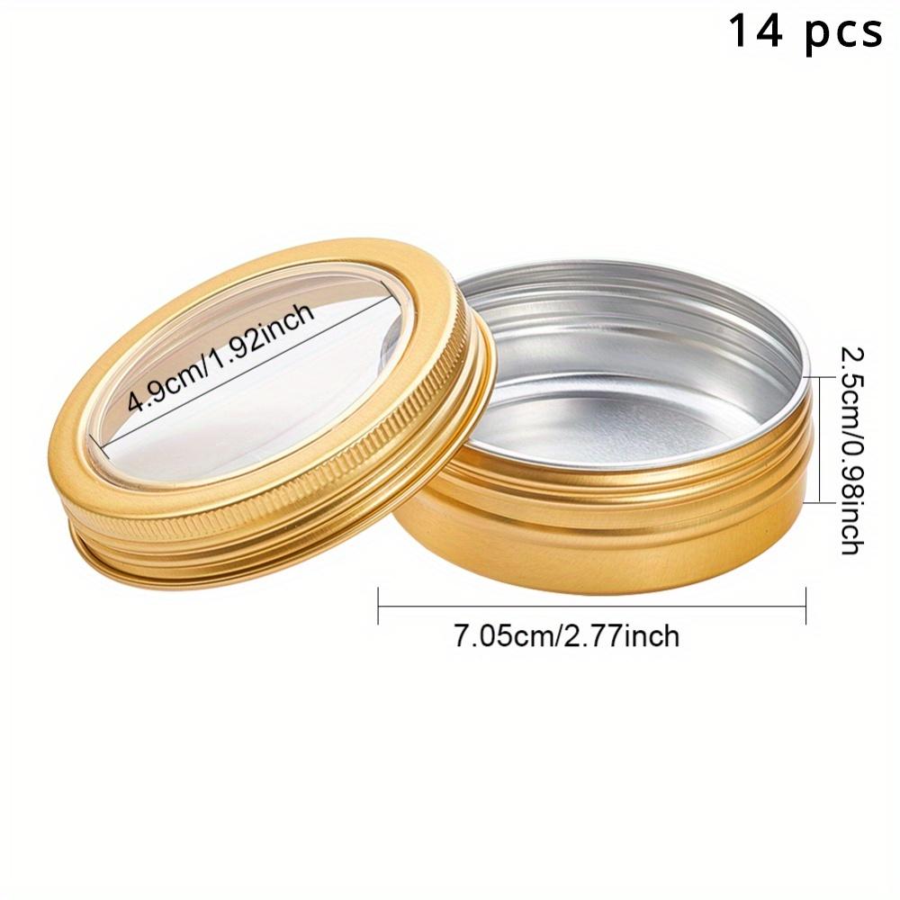 For Home Storage, Travel Organization & DIY Crafts, Classification Storage Solution, Gold Round Plastic Storage Jars, Transparent Window Lid Stackable, Effortlessly Handle Small Item Classification Storage, 14 Pack