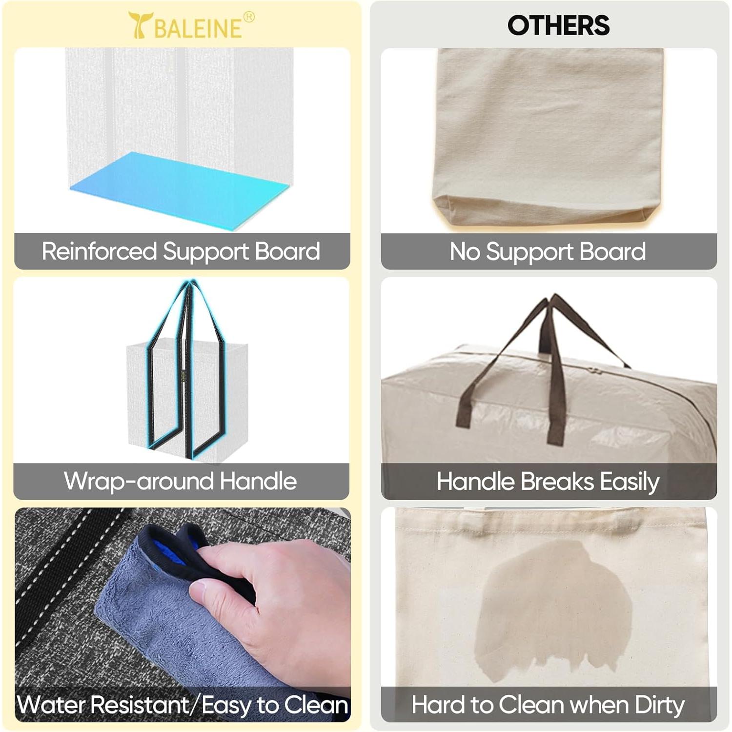 4 Pack Extra Thick Reusable Grocery Bags - Heavy Duty & Rip-Resistant, Large Capacity Foldable Totes for Supermarket, Travel & Bulk Shopping