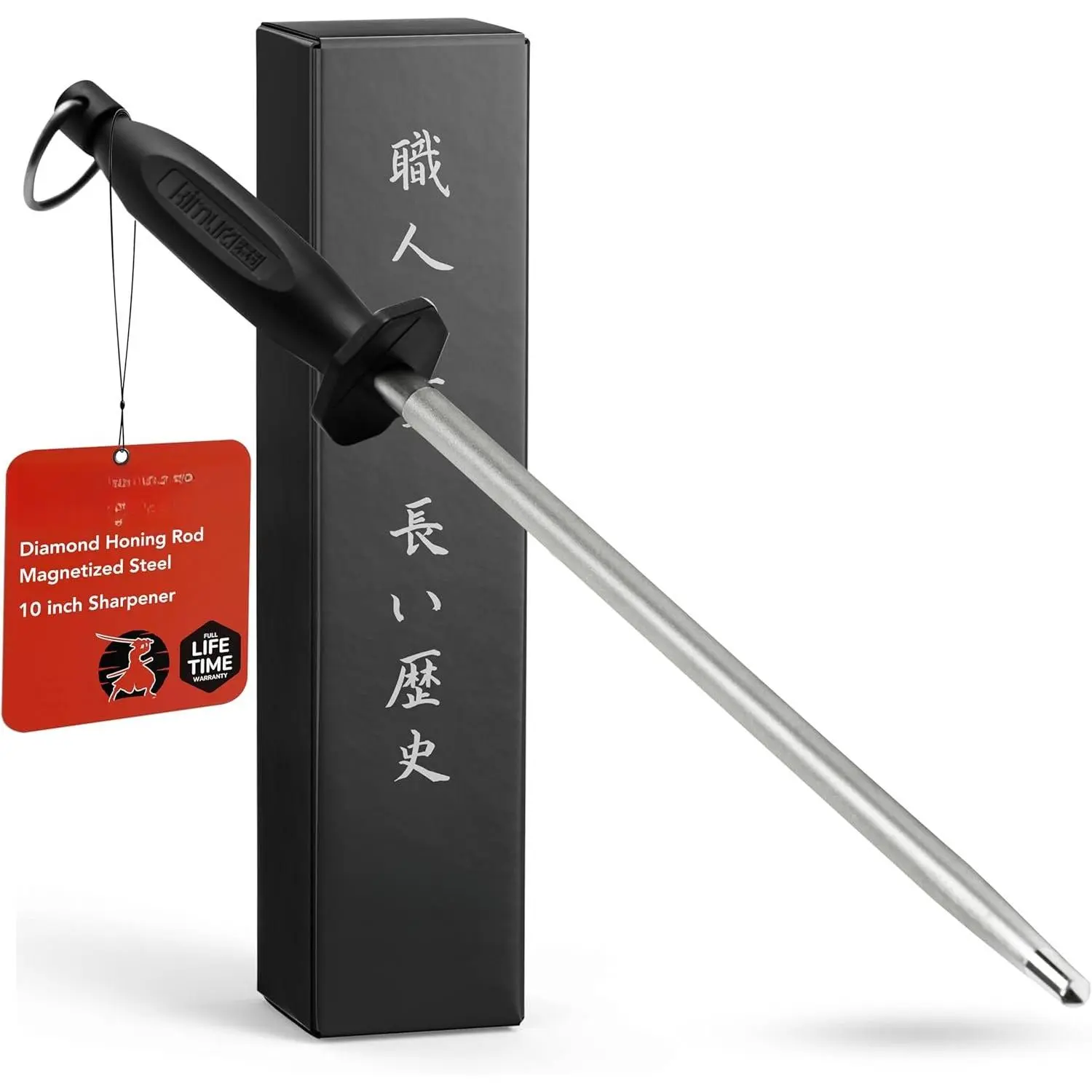 Professional  Honing Steel, 10 inch Honing Rod,   Sharpener, Magnetized Steel,  & Balanced Polypropylene Handle, Ideal for  Chef ,   Box