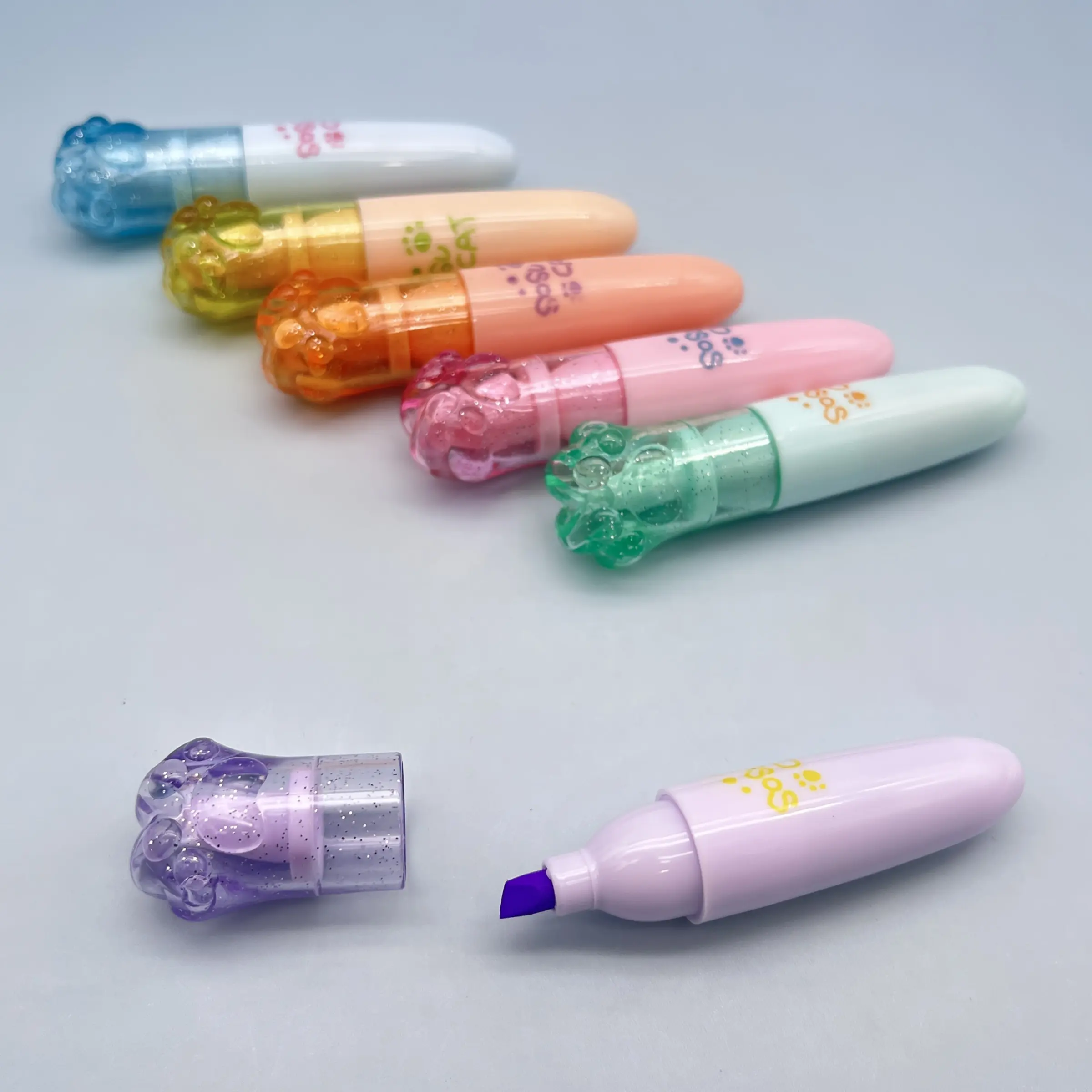 Fun Cat'S Paw Highlighter Set, 6 Bright Colors for Doodles, Markers, Greeting Cards, School And Office Supplies