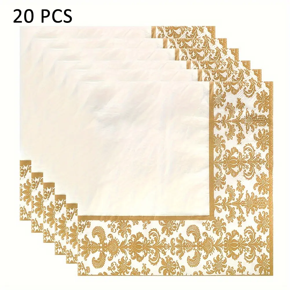 Printed Napkins, Party Napkins, Dinner Napkins, Disposable, Hotel Cup Decoration Paper, Wedding Atmosphere Paper, Elegant Tableware Accessories, Perfect for Special Events
