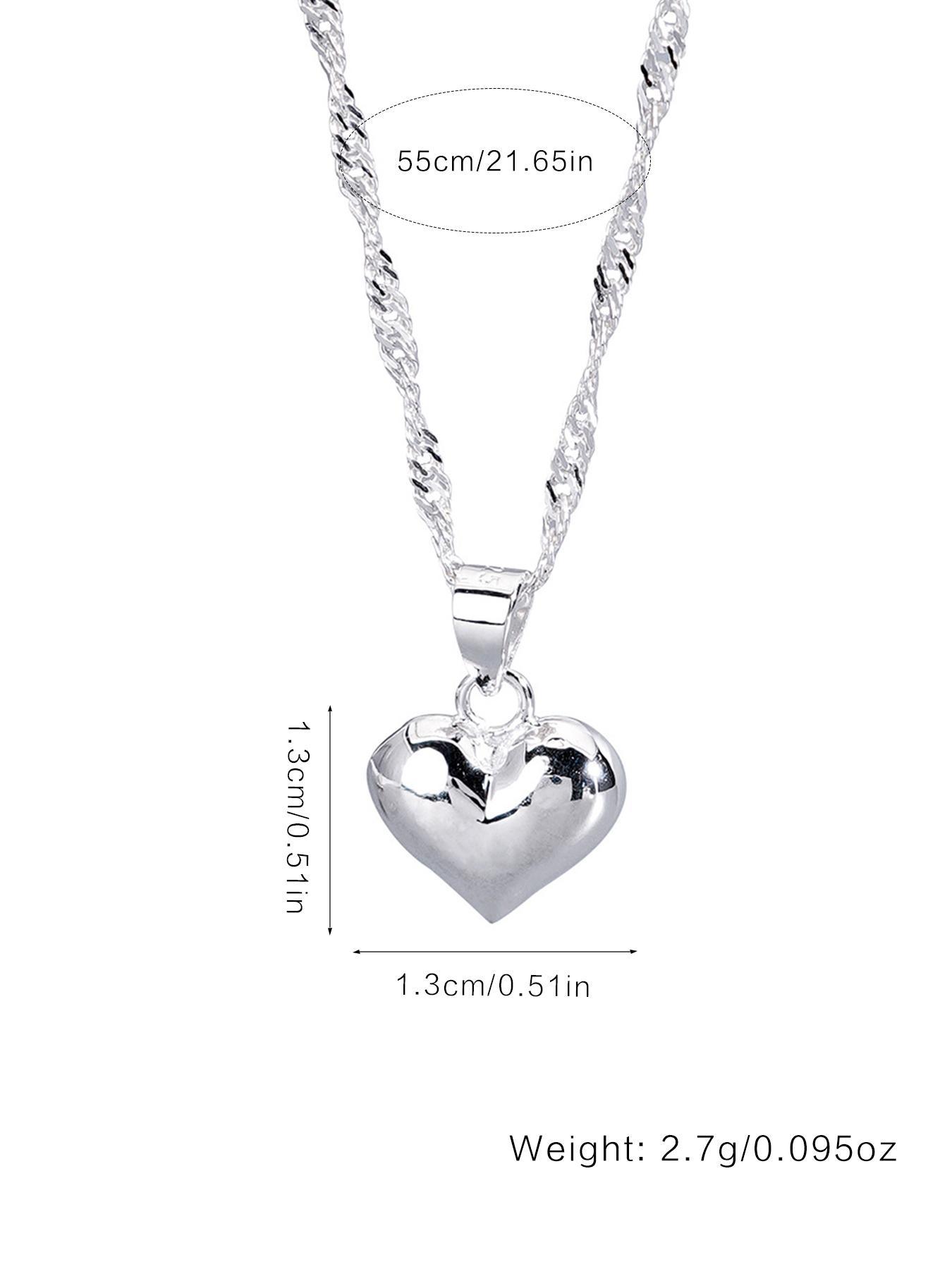 S925 Sterling Silver Heart Shaped Pendant Necklace for Women, Heart Design Necklace, Adjustable Necklace for Gift with Box, Elegant Jewelry for Daily Decor