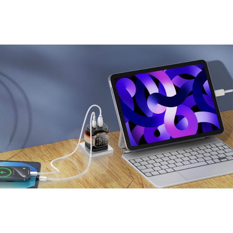 Watch Charger,20W 3-in-1 Fast Charging Block with Magnetic Wireless Charging and Dual Ports, Portable USB C PD Travel Plug Compatible with Phone,  Watch Series (Black)