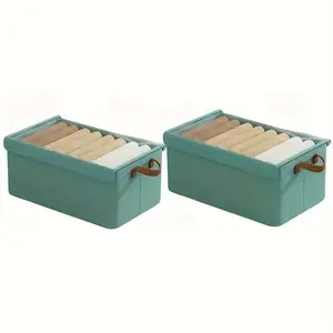 4/2PC foldable wardrobe sorting storage box, clothing pants dust storage box, rectangular shape, transparent flip with handle, multi-purpose, perfect choice for household dormitories, clothing storage box, wardrobe sorting, under-bed storage, mat storage