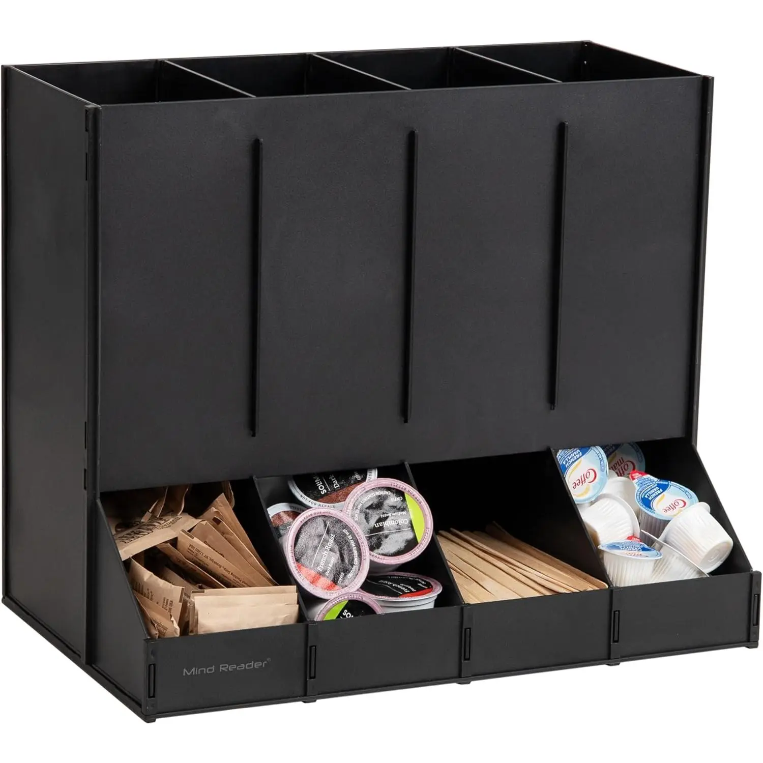 4-Compartment Single Serve Coffee Pod Dispenser, 120 Pod Capacity, Breakroom, 14.5"L x 9"W x 12.25"H, Black