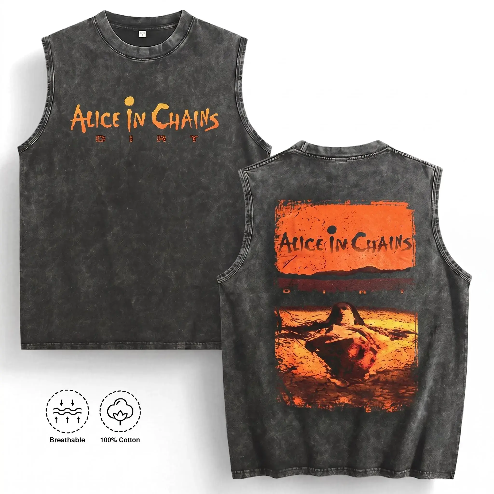 Vintage Acid Wash 90s Grunge Graphic Muscle Tee| Desert Alt Rock Sleeveless Shirt| 100% Cotton Unisex Streetwear short-sleeved t-shirt men women t-shirt gift cottontees top vintage apparel loose fit summer casual shirt