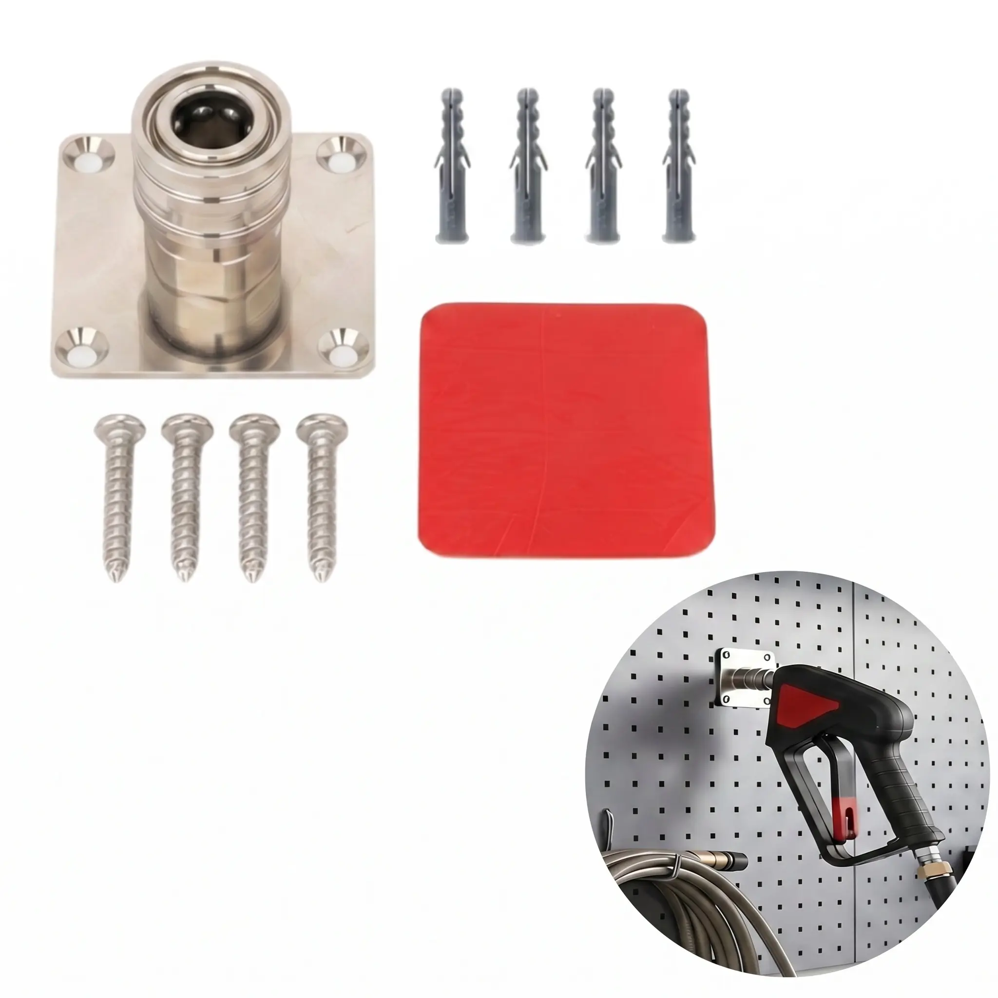 1/4 Quick Connect Pressure Washer Gun Wall Mount Holder Dual Install Stainless Steel Foam Cannon Bracket for Car Detailers Garage Workshop Organization Accessories-YY0