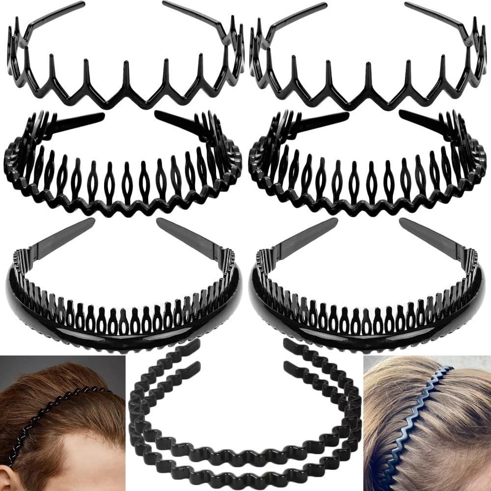 8PCS Fashion No Slip Effortless Plastic Headbands with Teeth Comb, Black Skinny Headbands Bandanas Hair Accessories Bands for Women Men 8PCS Fashion No Slip Effortless Plastic Headbands with Teeth Comb, Black Skinny Headbands Bandanas Hair Accessories Bands for Women Men